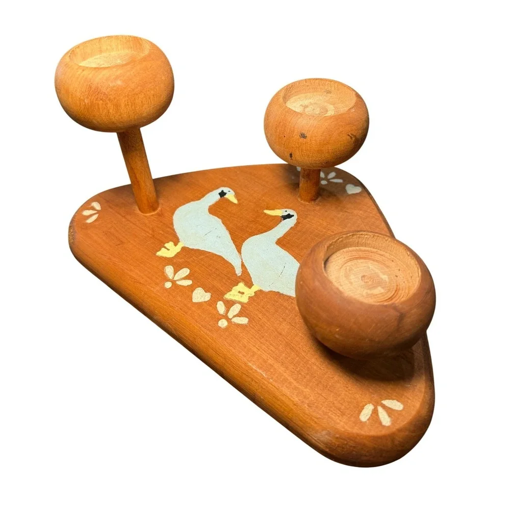Vintage‎ Wooden Duck Wall Hooks Rack Folk Art Farmhouse Cottage Decor
